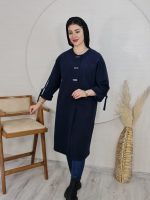 مانتو پاییزه جودون سگک دار سورمه ای